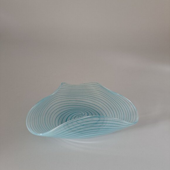 Murano Glass Spiral Design Pin Dish Blue Clear Glass Home Decor - Picture 11 of 14